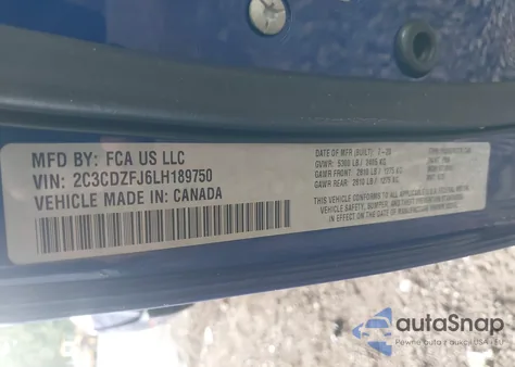 2020 Dodge Challenger R/T Scat Pack Widebody из США, поврежденный, VIN 2C3CDZFJ6LH189750